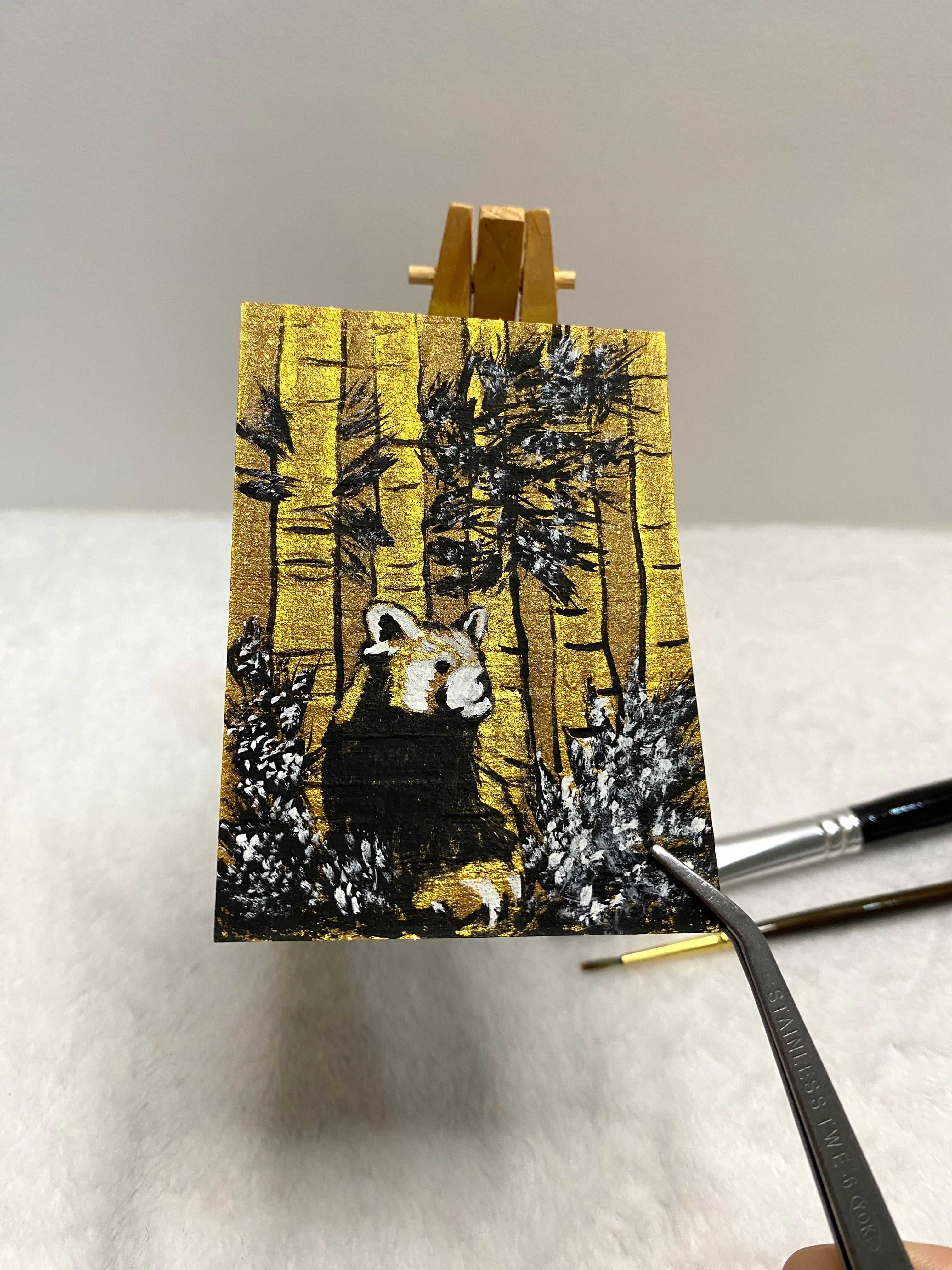 Gold Red Panda ACEO