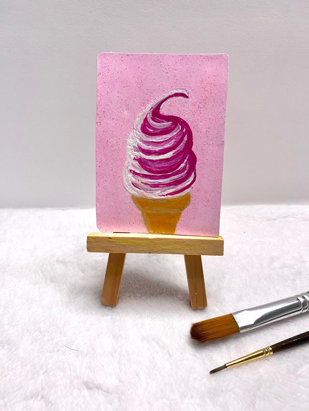 Strawberry Swirl Ice Cream ACEO