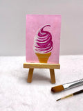 Strawberry Swirl Ice Cream ACEO