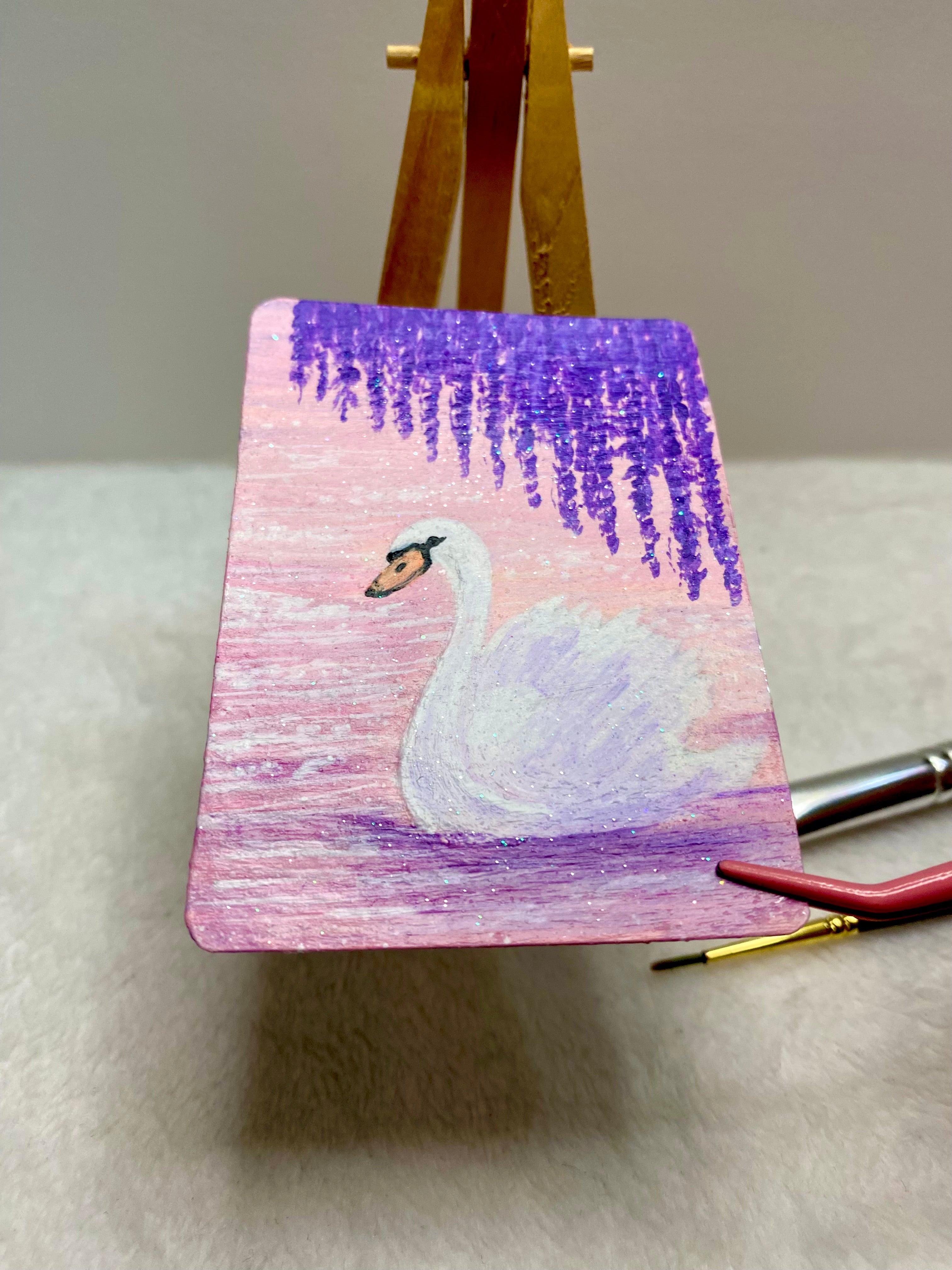 Pink Swan ACEO