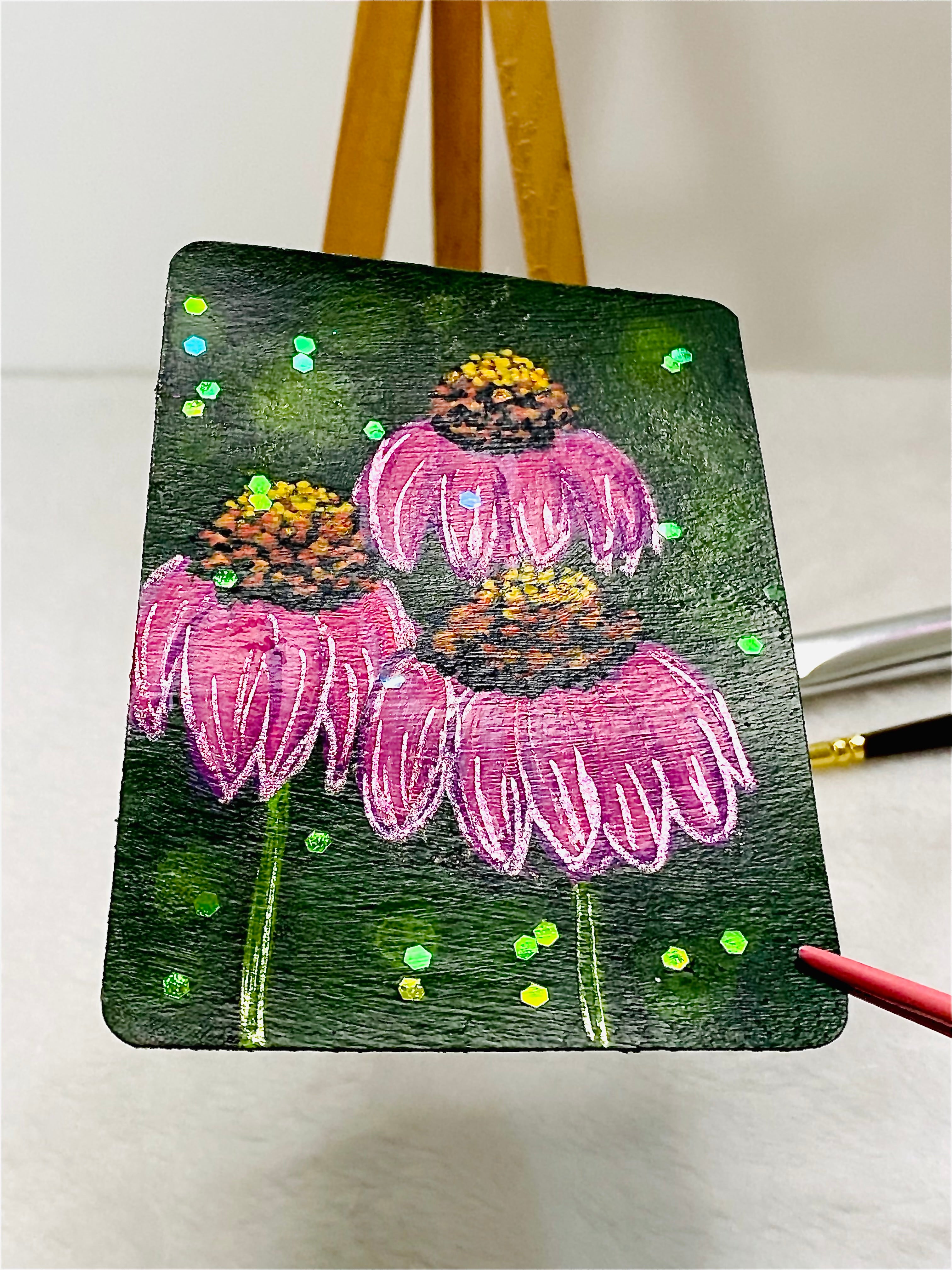 3 Cone Flowers ACEO
