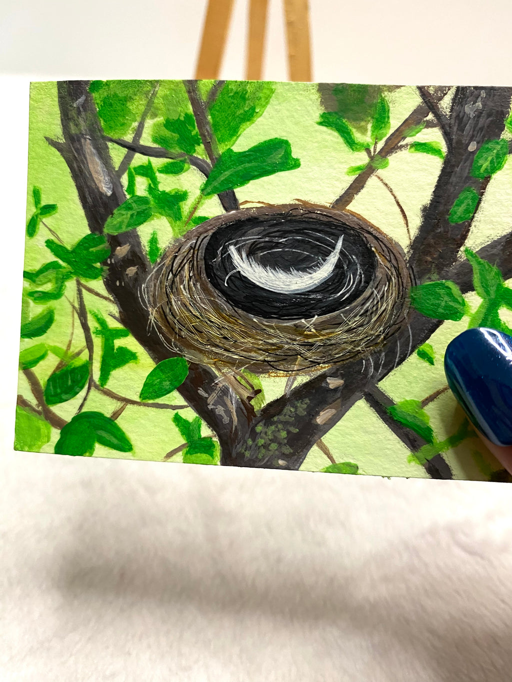Feather in Birds Nest ACEO