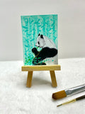 Panda Eating Bamboo Side Profile ACEO