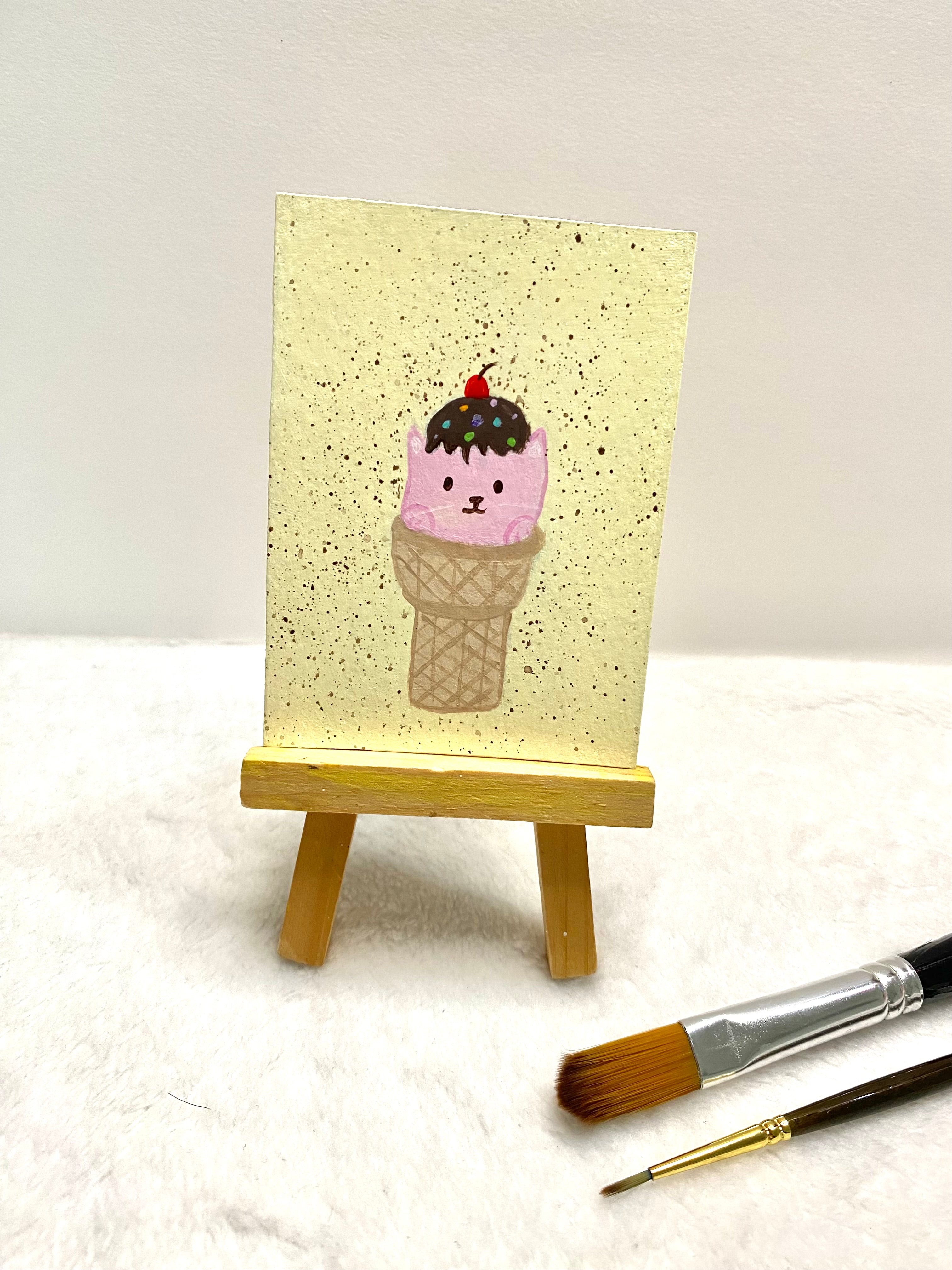 Ice Cream Kitty ACEO