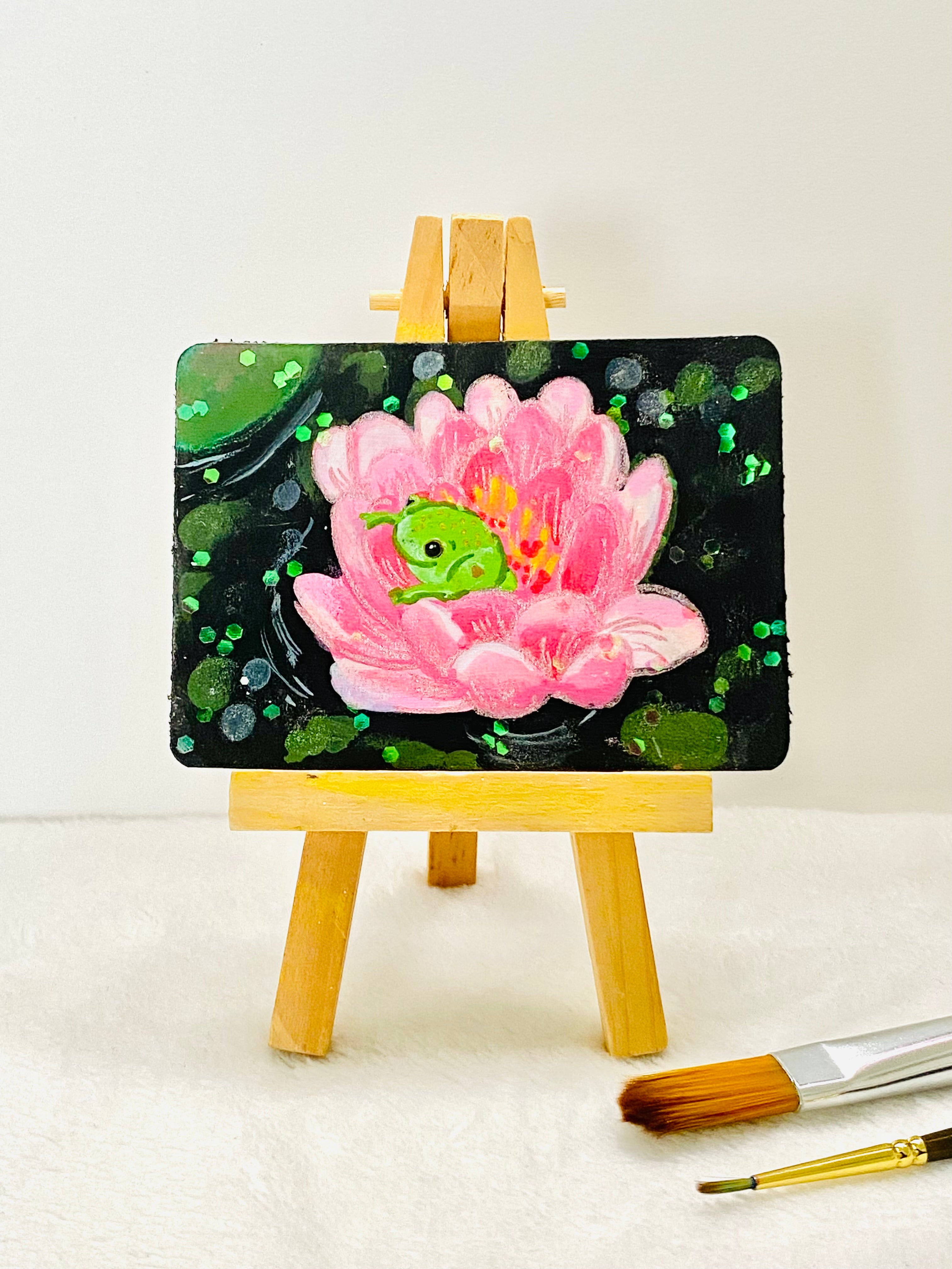 Frog in Lily ACEO