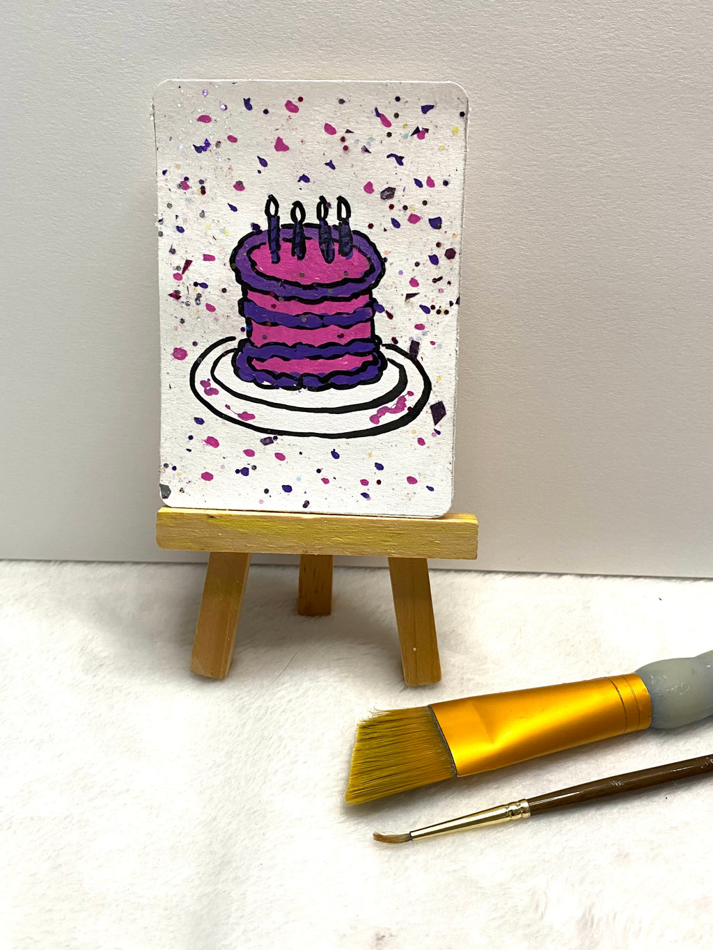 Pink and Purple Cake ACEO