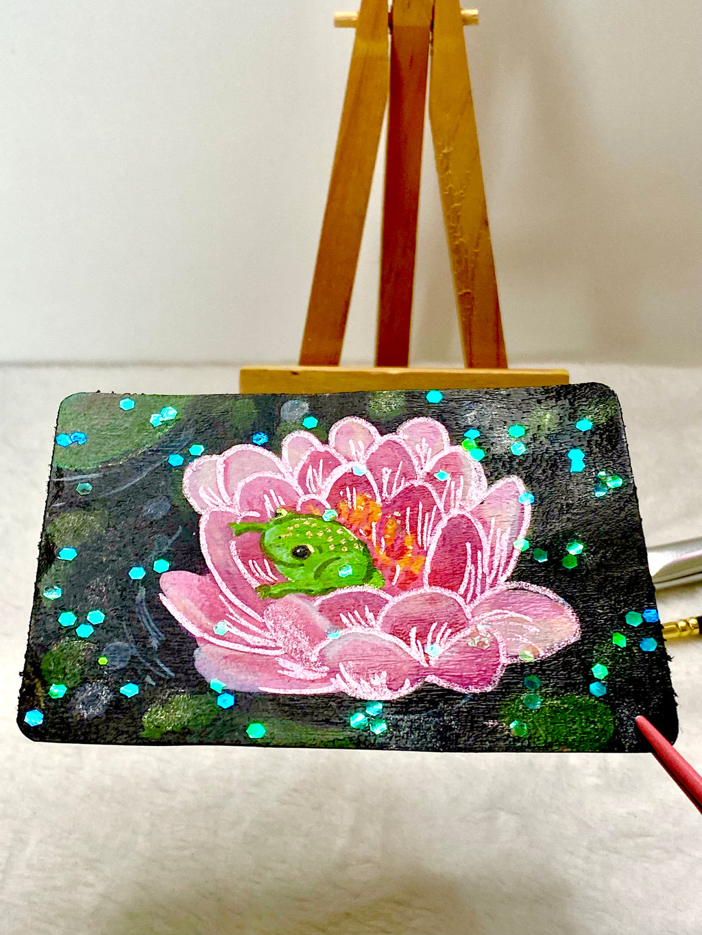 Frog in Lily ACEO