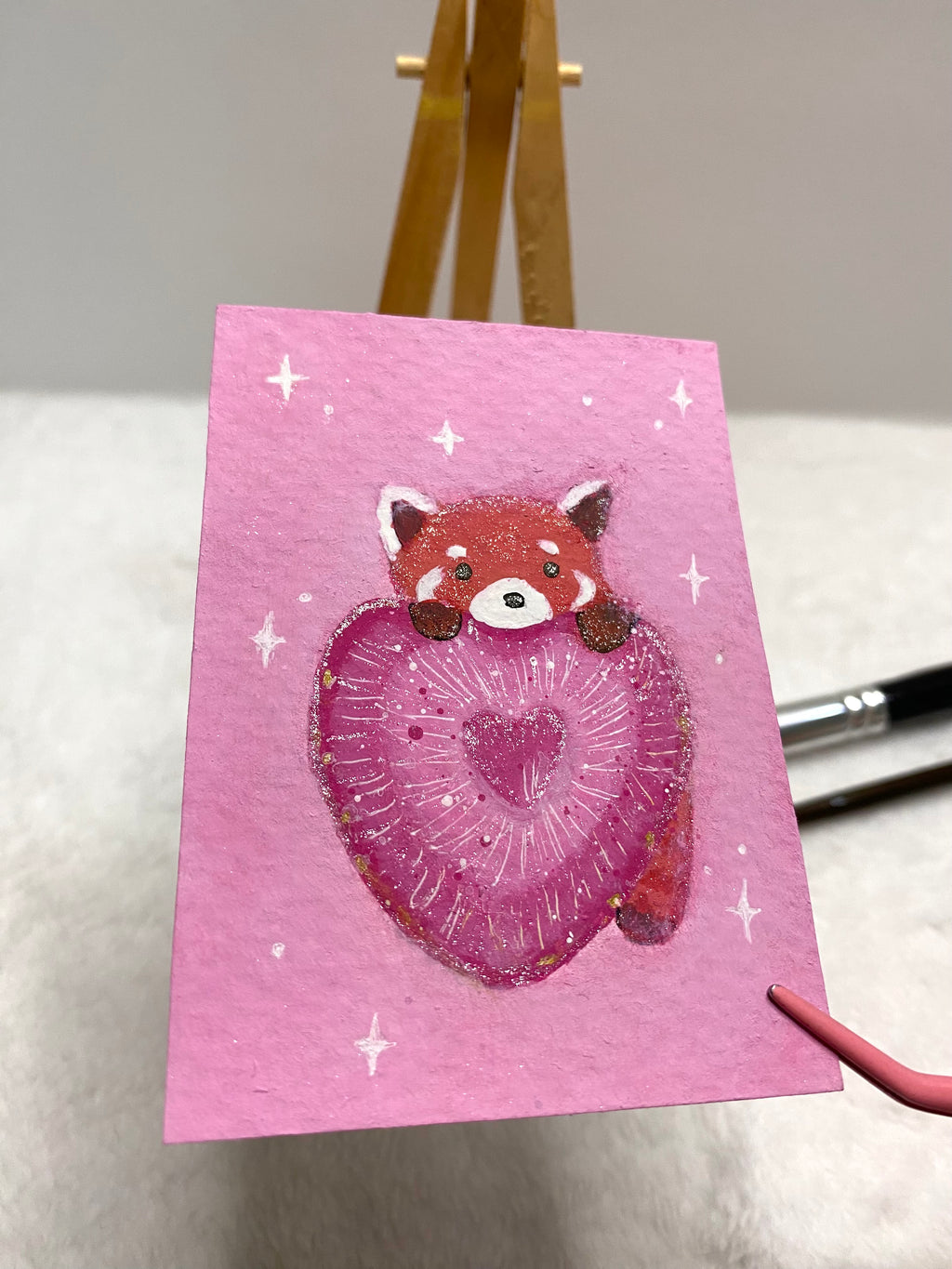 Strawberry Red Panda ACEO