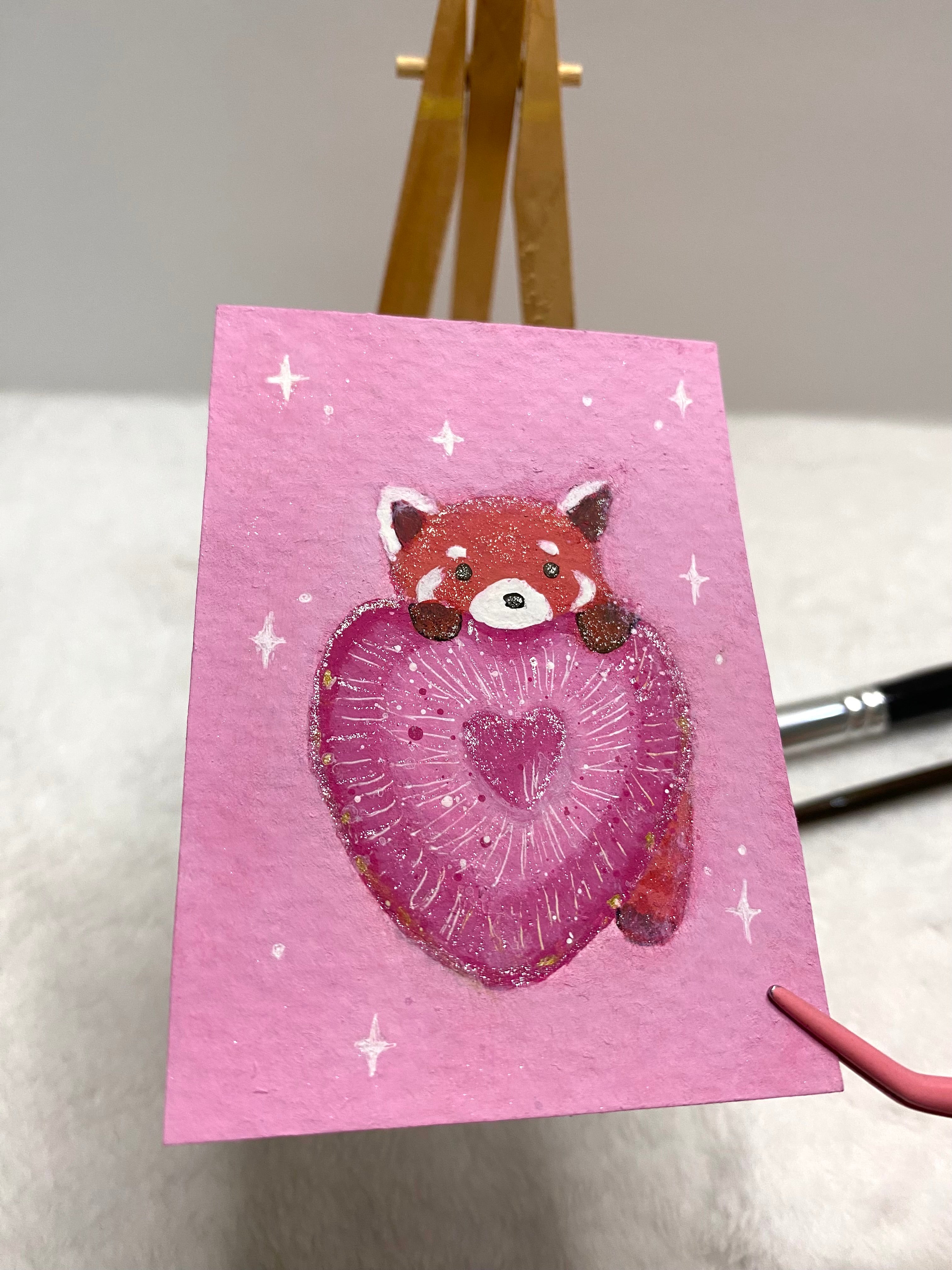 Strawberry Red Panda ACEO