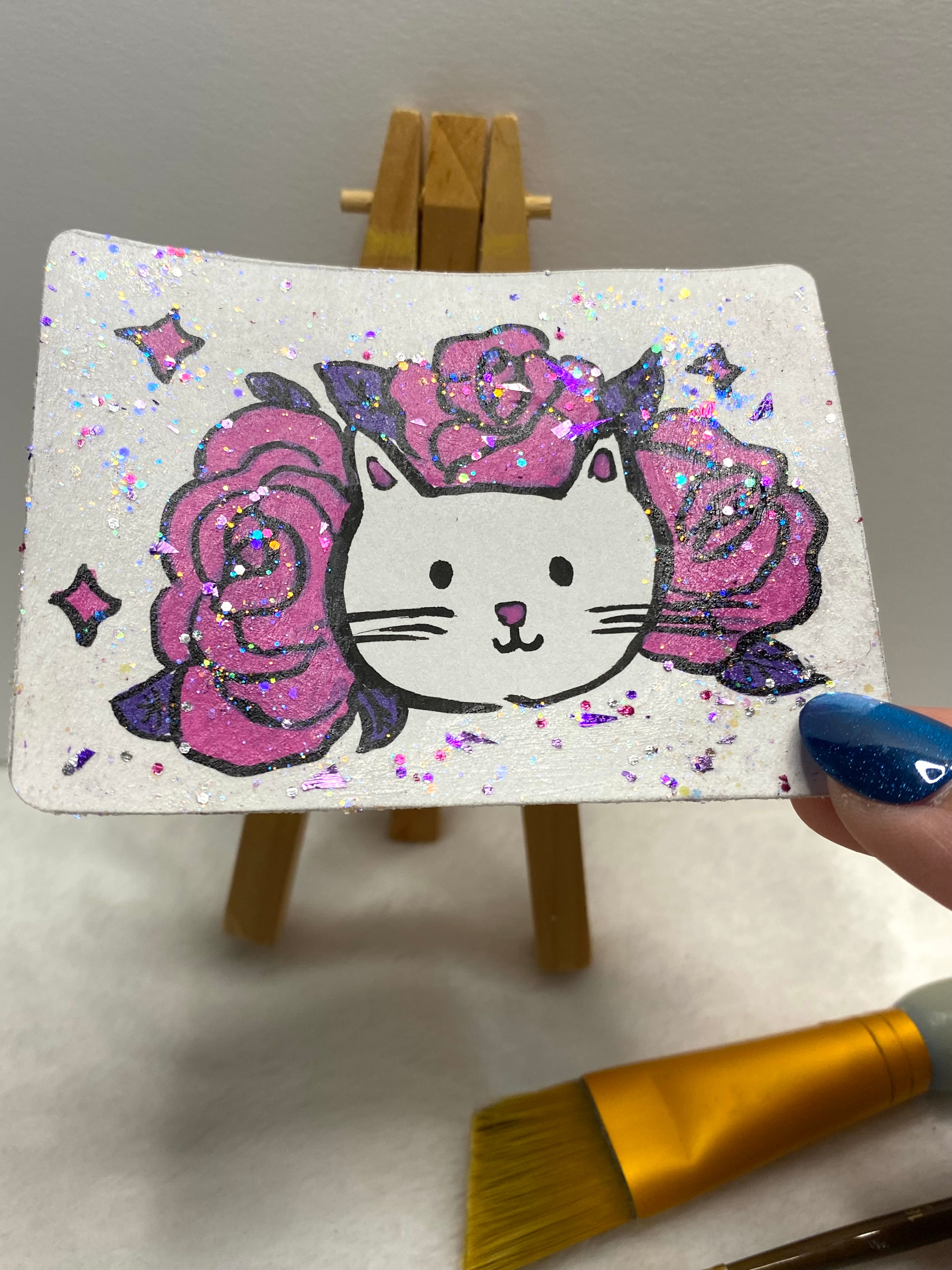 Flower Cat Head ACEO