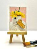 Flower Hat Goose ACEO