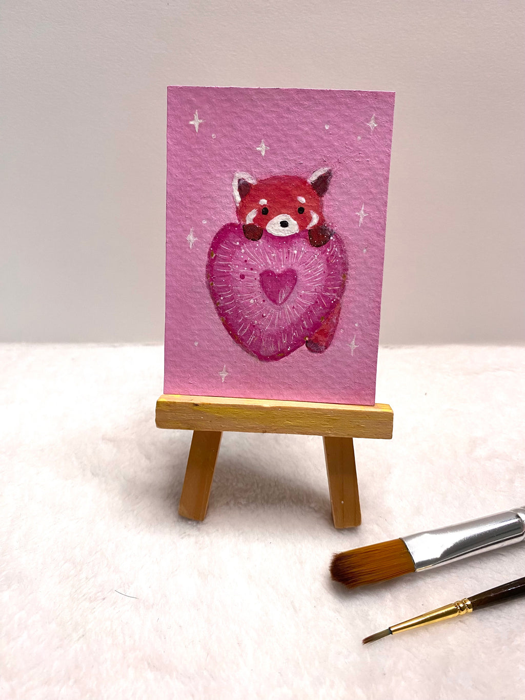 Strawberry Red Panda ACEO
