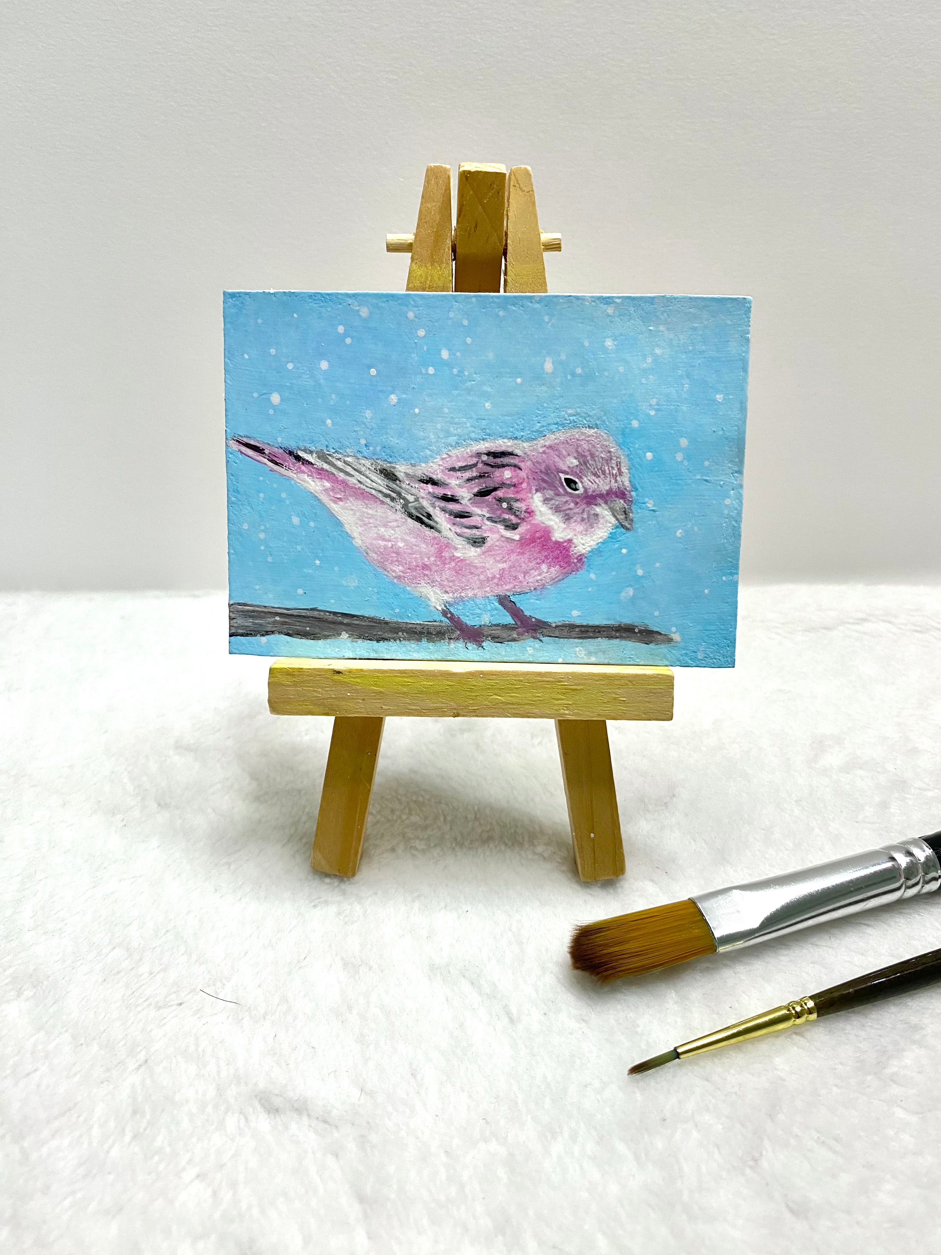 Pink Snow Bird ACEO