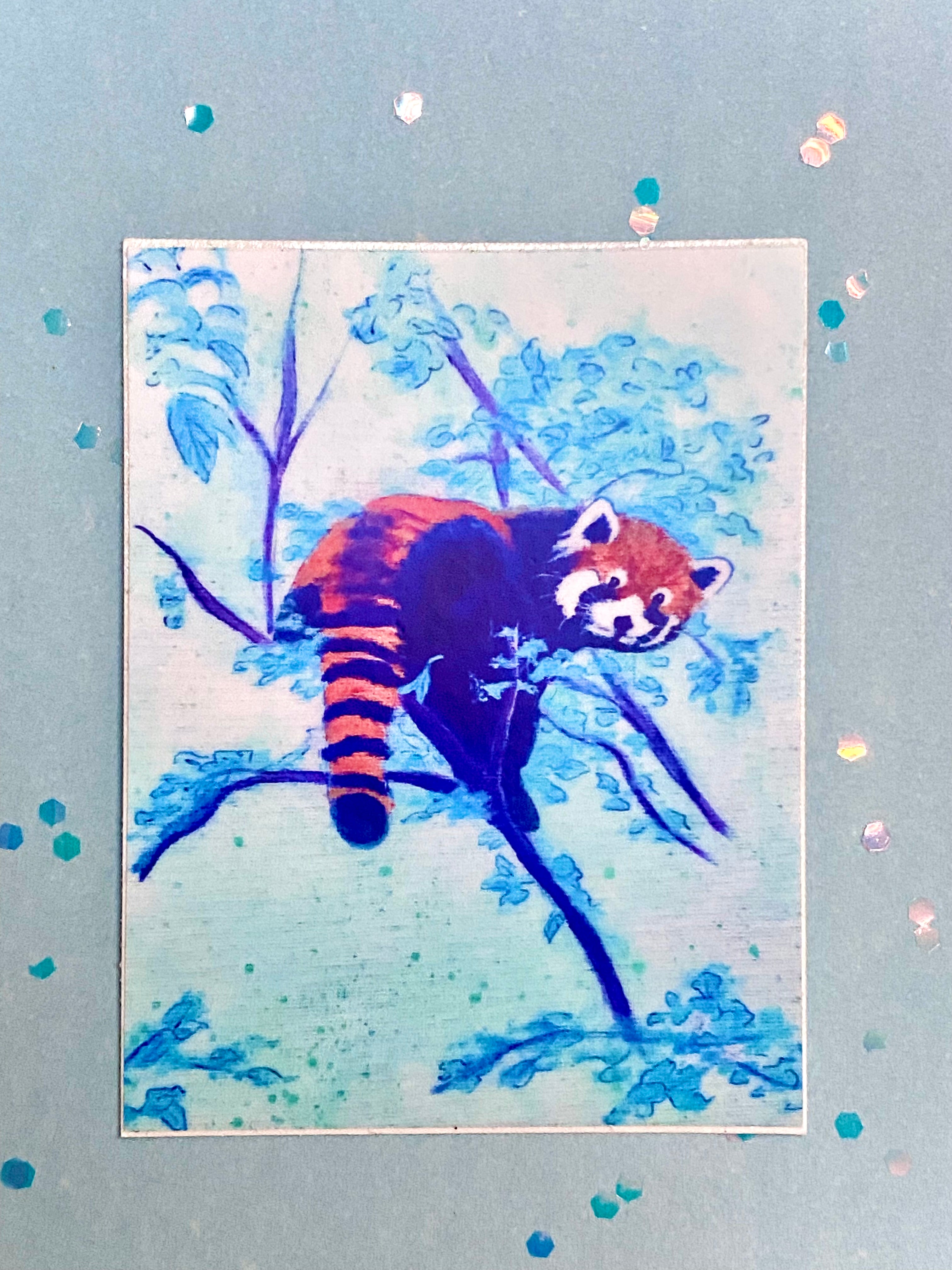Blue Red Panda Sticker