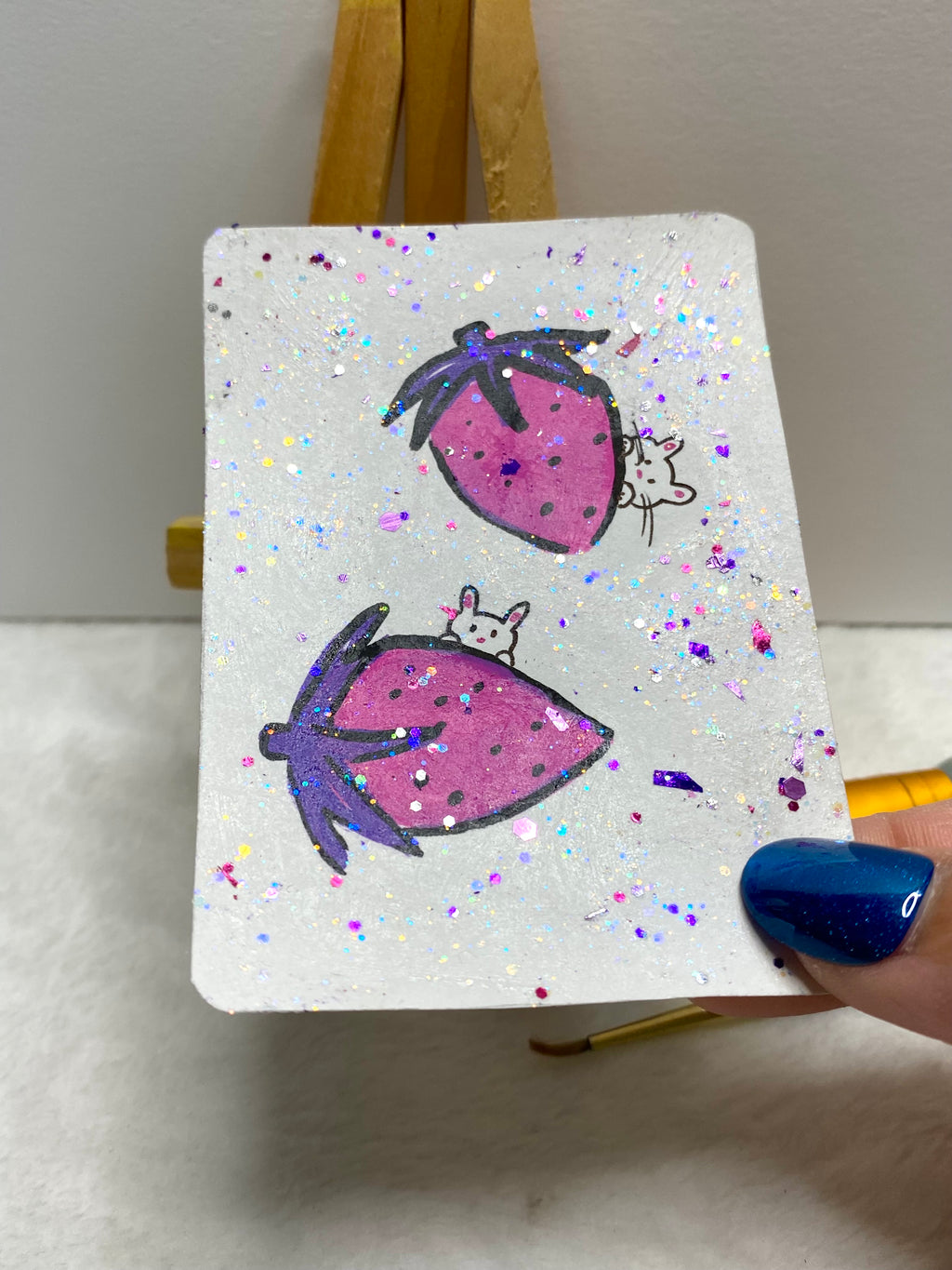 Strawberry Bunnies ACEO