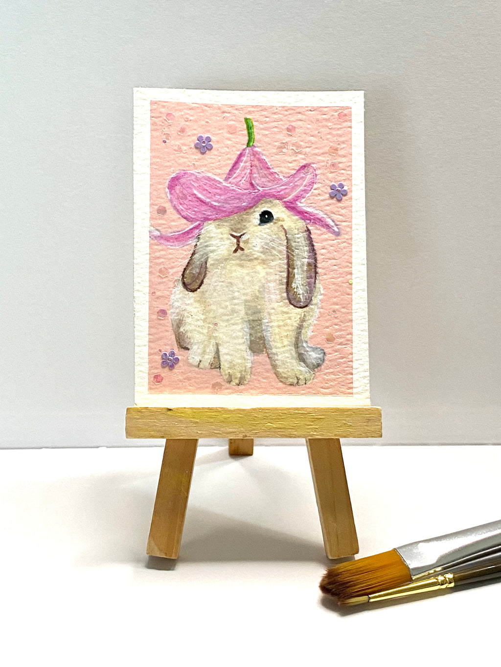 Flower Hat Bunny ACEO