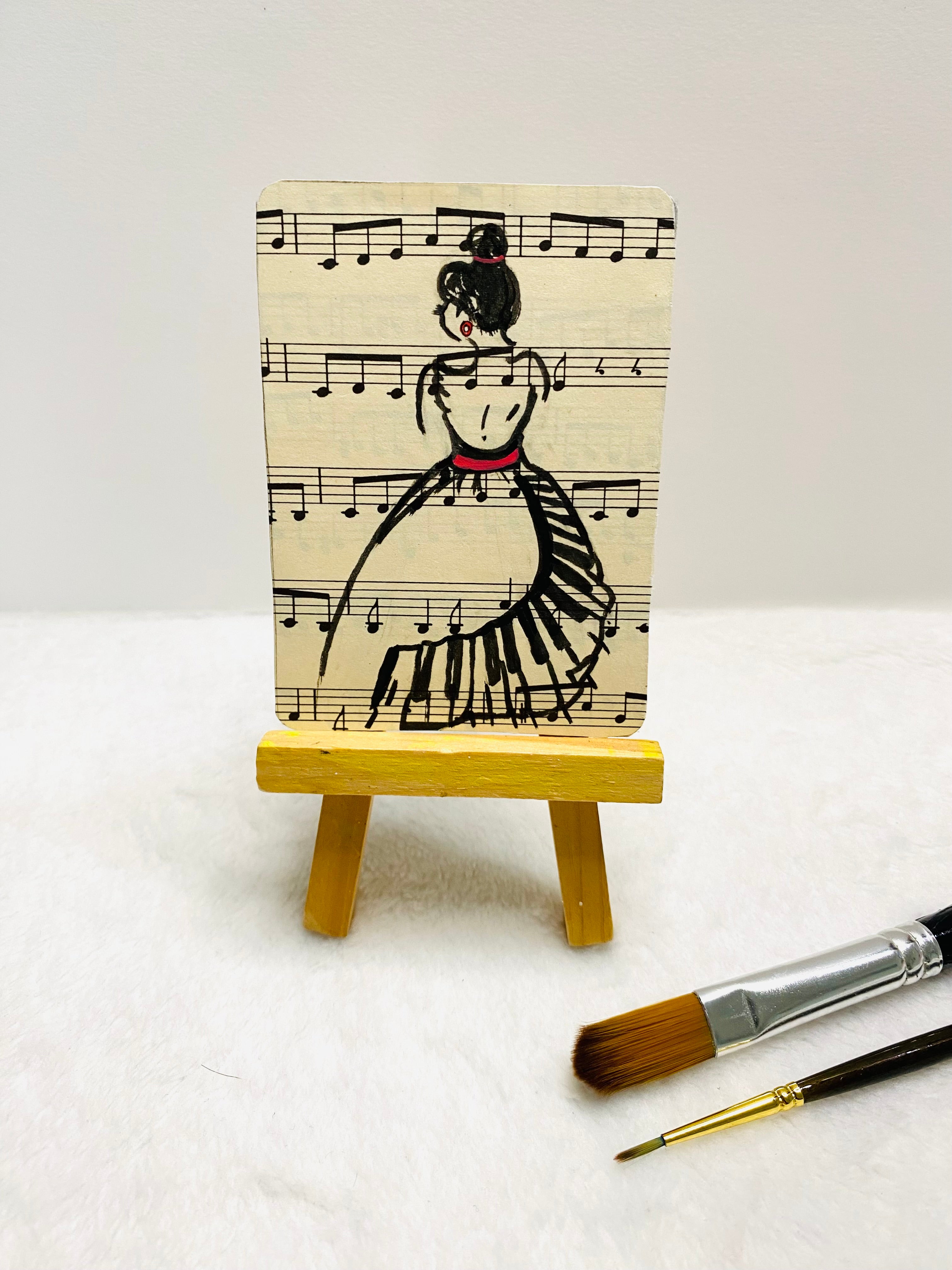 Music Note Lady Collage ACEO