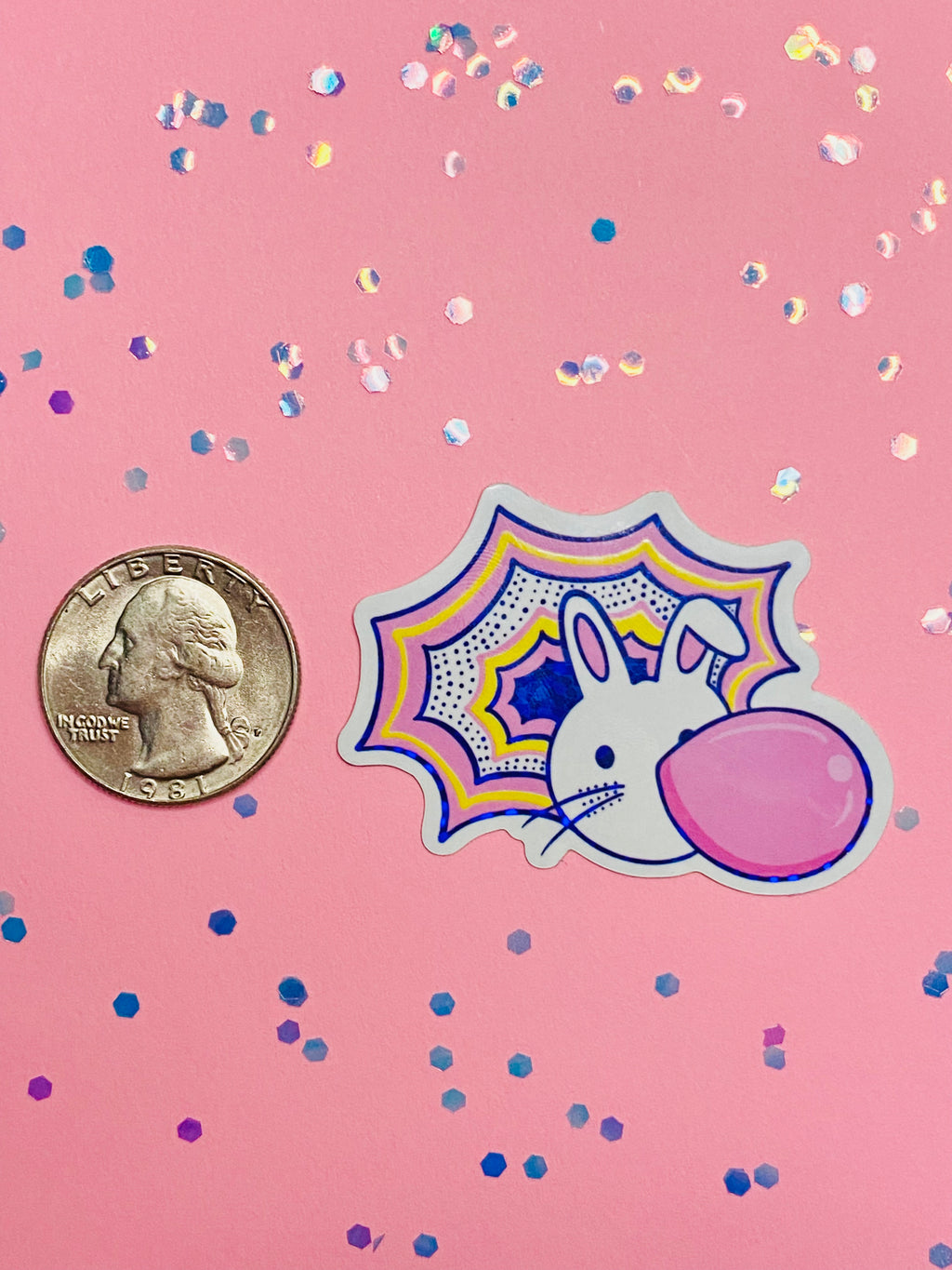 Bunny Blowing Bubble Sticker