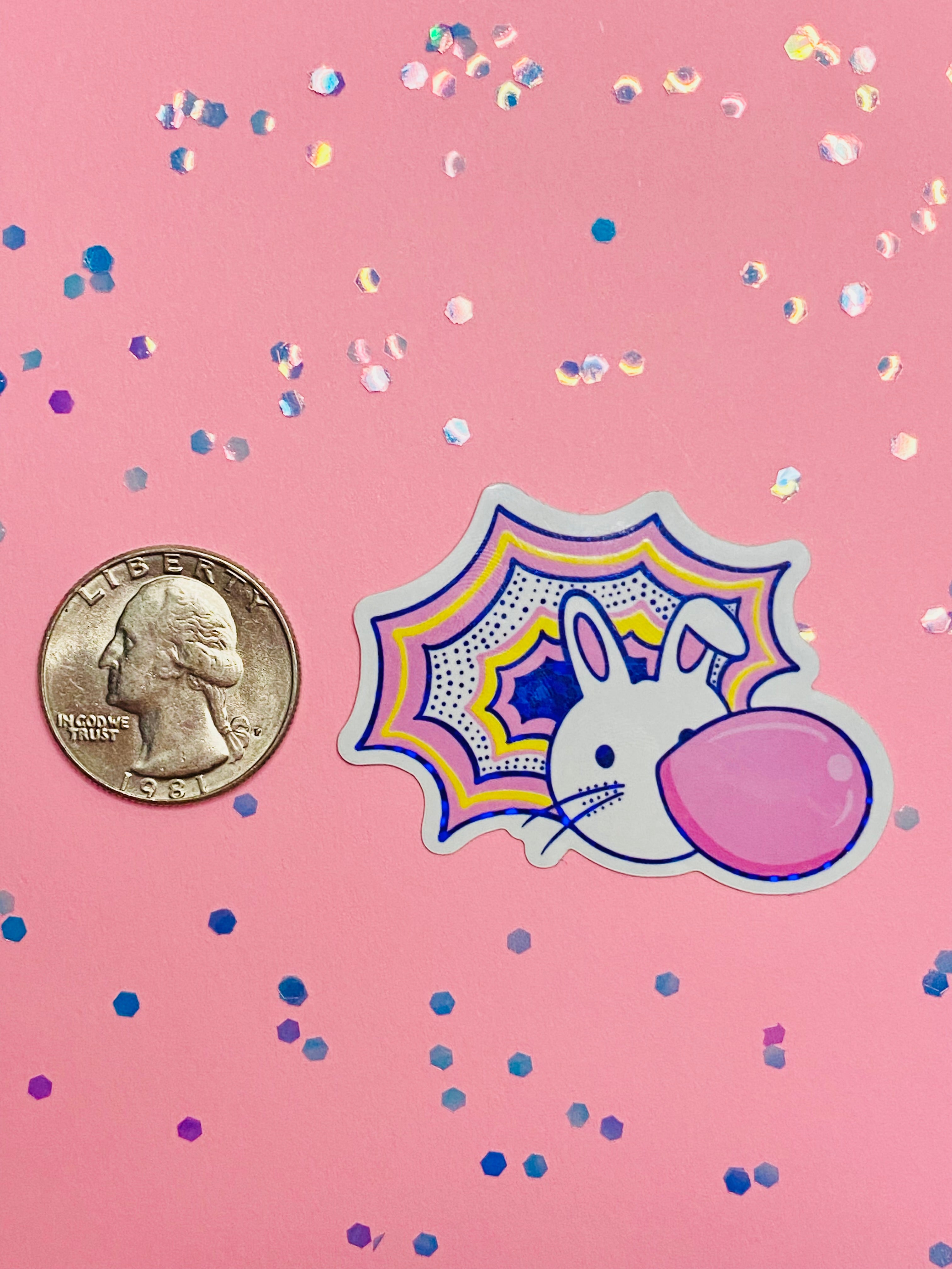 Bunny Blowing Bubble Sticker