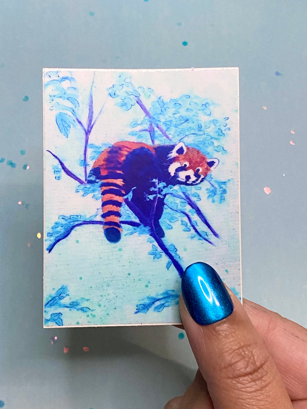 Blue Red Panda Sticker